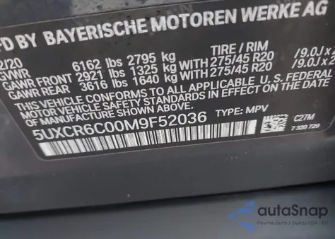 2021 BMW X5 xDrive40I z USA, uszkodzony, nr VIN 5UXCR6C00M9F52036